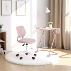 Scrivania Pieghevole Regolabile in Altezza con Ruote, Rosa/Beige, 1 Posto