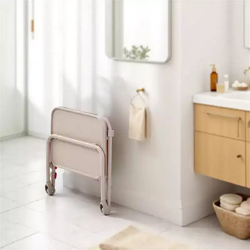Scrivania Pieghevole Regolabile in Altezza con Ruote, Rosa/Beige, 1 Posto