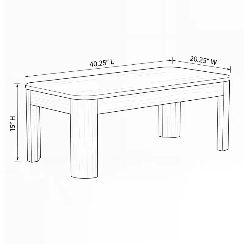 Tavolino rettangolare in legno massello di pino beige
